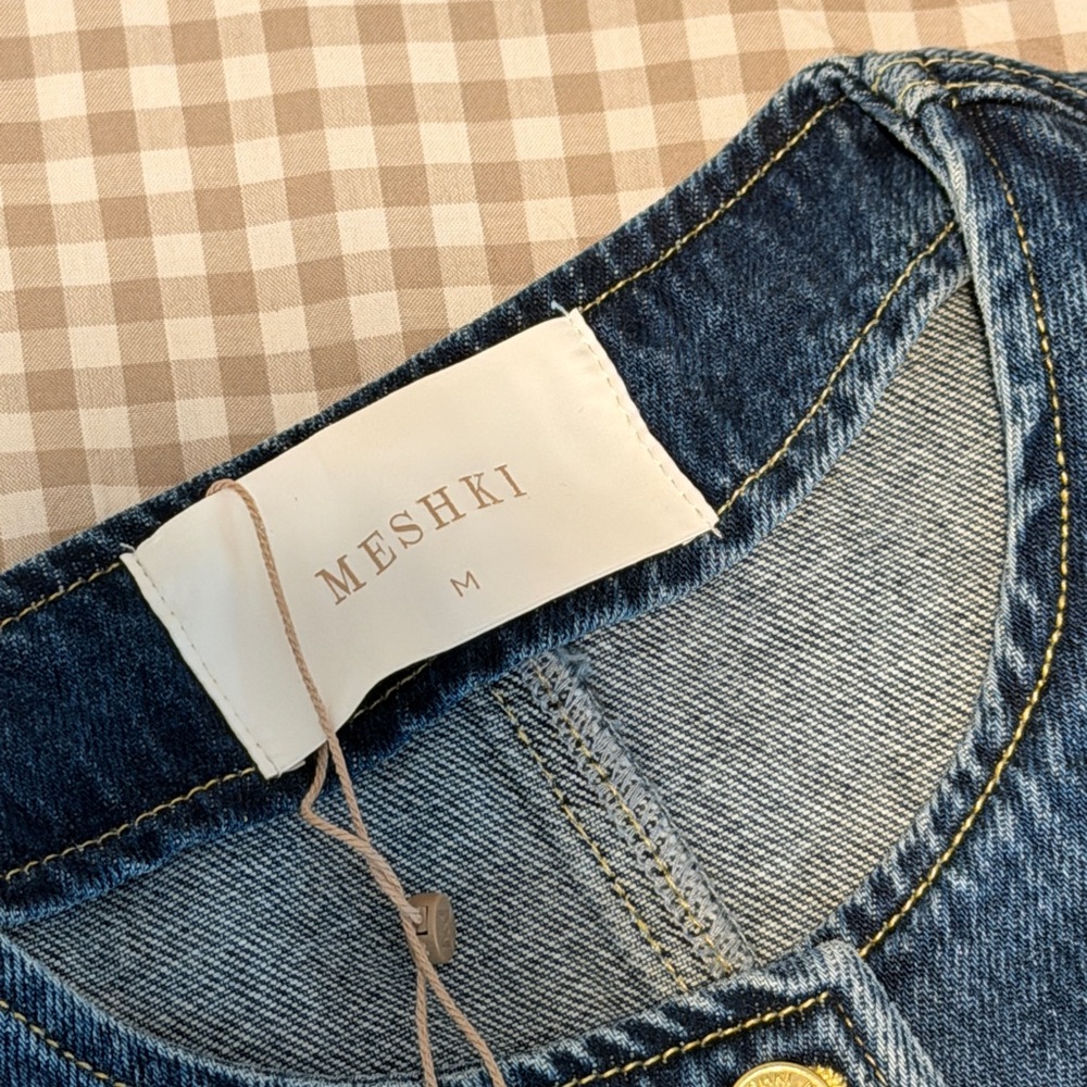 Meshki Abel Denim Button Up Top - Dark Blue NWT - Picture 6 of 6